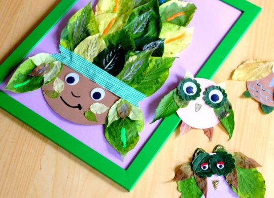 Basteln-im-Herbst-mit-Blaettern-DIY-Eule-und-Indianer