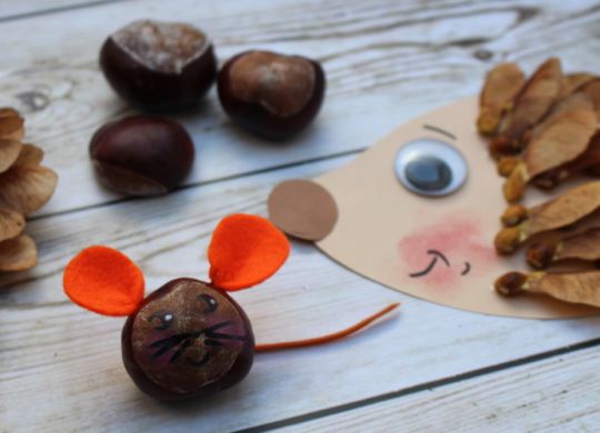 Igel und Mäuse aus Naturmaterialien DIY