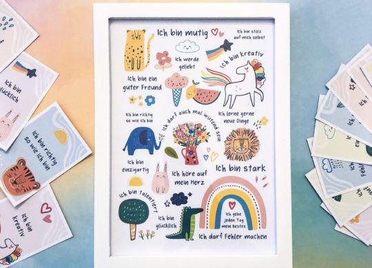 Achtsamkeitsposter und Affirmationskarten für Kinder